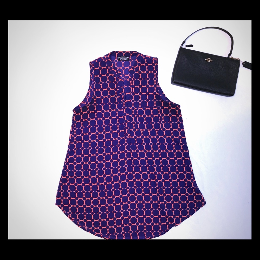 Stitch Fix Paper moon Orange and Navy Medium Top